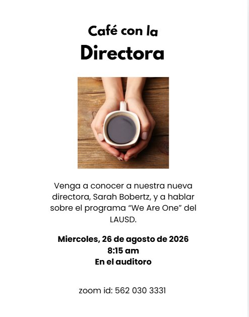 Coffee with the Principal in Spanish